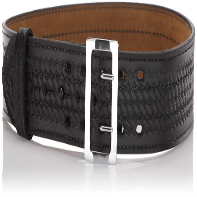 Safariland 87 Sam Browne Buckled Duty Belt, Fits 2.25 Inches (58 MM) Belt Loop, Up to 45 Inches Length, Silver Buckle, Basketweave Black, Size 44