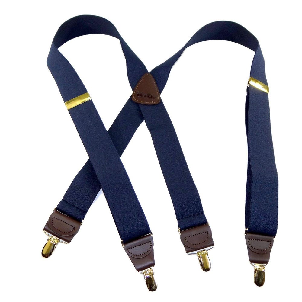 Hold-Up Suspender Company Casual Series Ocean Blue XG Suspenders for Men In the Traditional X-Back Style with USA Patented Gold tone No-Slip Clips