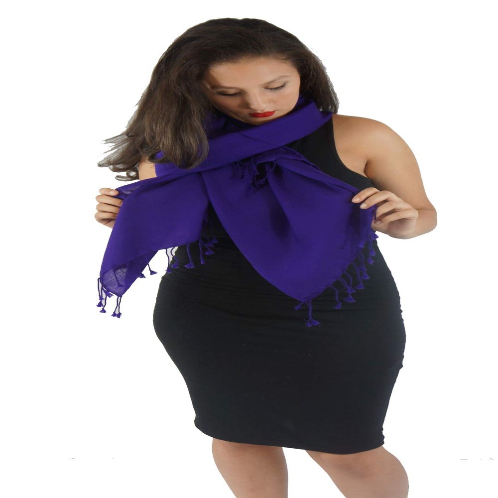 Cashmere Pashmina Group: Solid Pashmina Shawl, Scarf, Wrap & Stole(Regular Size) Purple