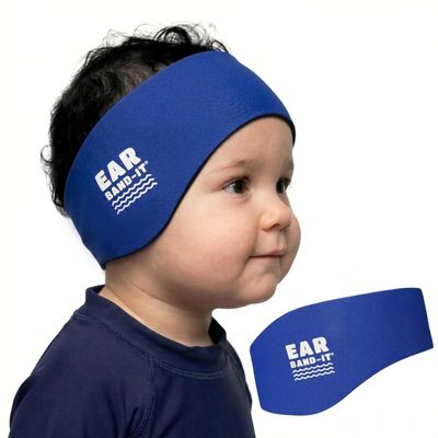 Earvolution Original Ear Band-It Swimming Headband - American Brand, Doctor-Invented - for Kids & Adults - Sensory-Friendly - Keep Ears Dry & Prevent Swimmer's Ear, Holds Earplugs in, (Blue, Large)