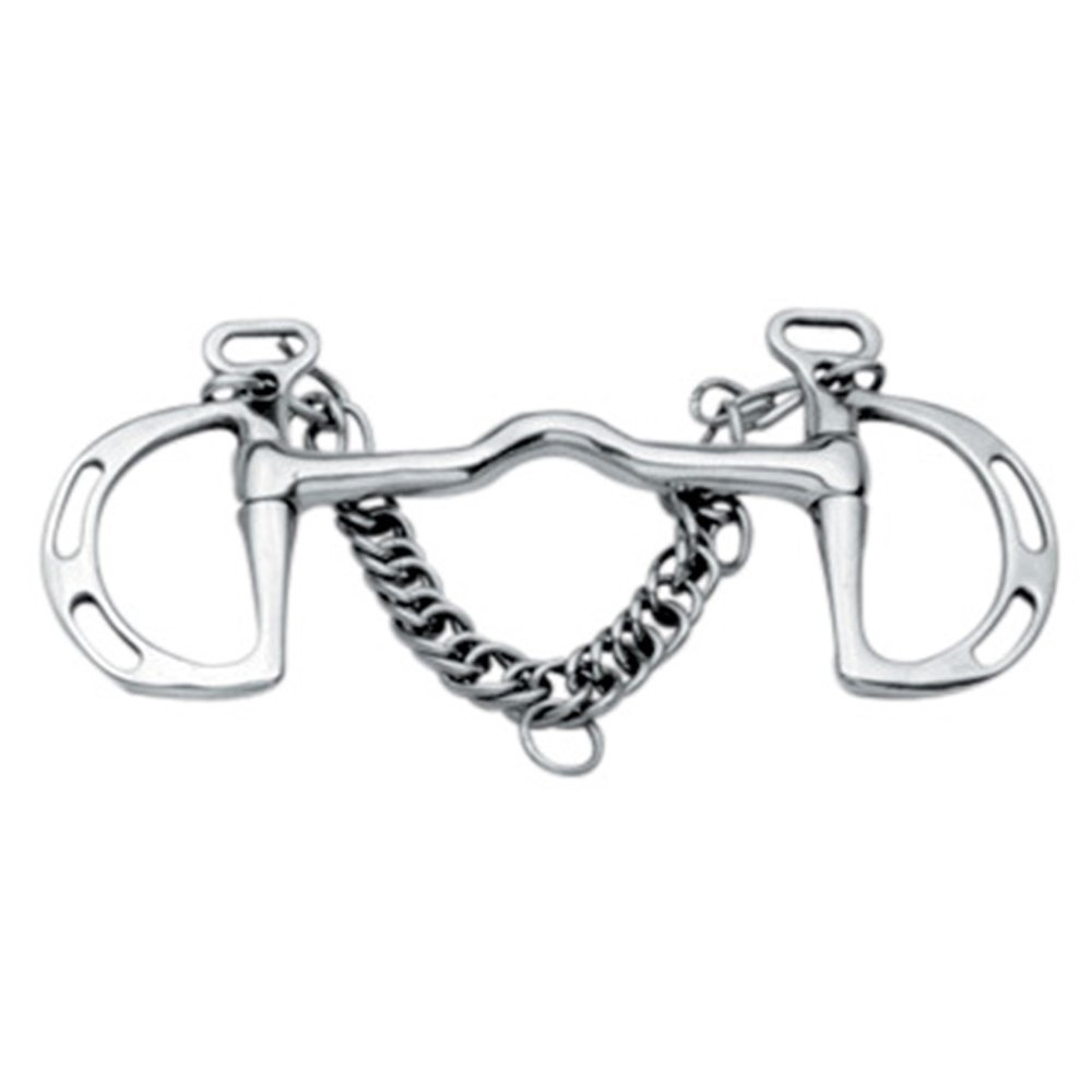 Korsteel Stainless Steel Cambridge Mouth Slotted Ring Kimblewick Bit, 4.5"