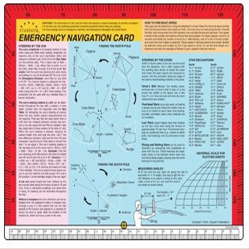 Starpath Emergency Navigation Card, 8.5" x 11", 30 mil, Laminated Vinyl, for use on Land or sea  Ocean, Desert, or Arctic