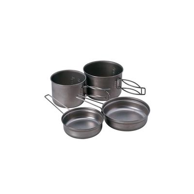 Snow Peak Titanium Multi Compact Cookset - Ultralight Camping Cookware Set with Pots & Frying Pans - Titanium Cookset for Outdoor Cooking