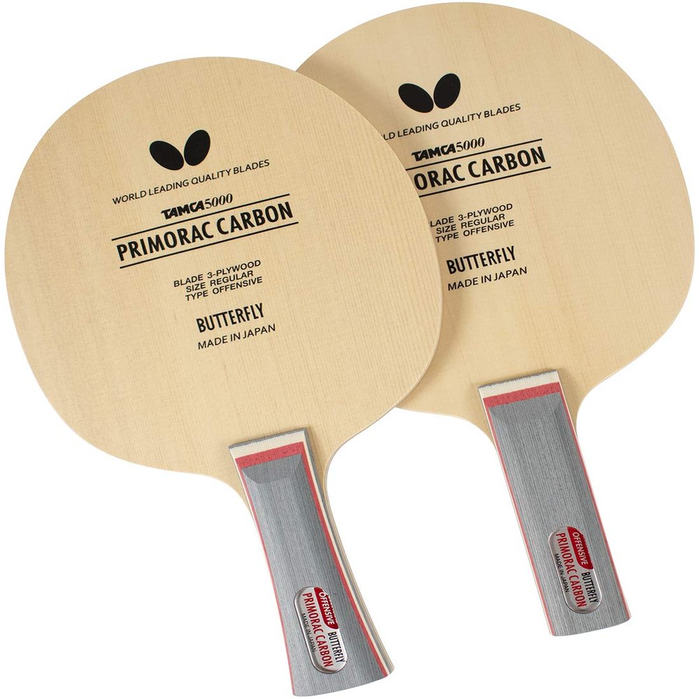 Primorac Carbon Blade - Butterfly Table Tennis Blade - TAMCA 5000 Carbon Fiber Blade - Cypress Wood Fiber Blade - Professional Table Tennis Blade - FL and ST Handle Type - Made in Japan