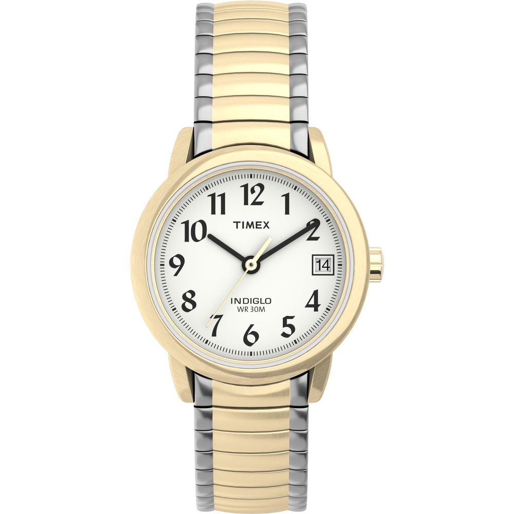 Timex Women's Easy Reader 25mm Watch  Two-Tone Case White Dial with Two-Tone Expansion Band