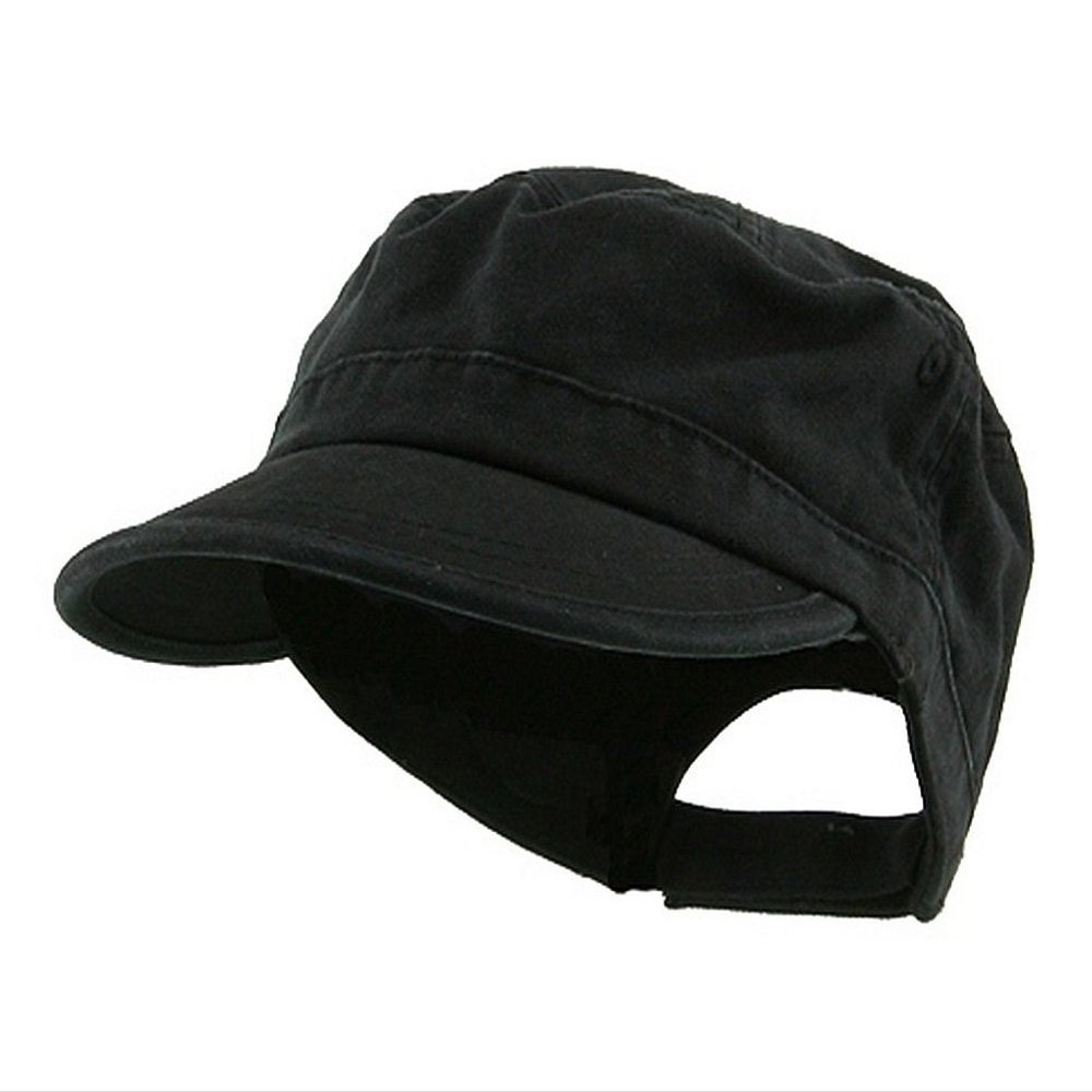 Wholesale Enzyme Washed Cotton Army Cadet Castro Hats Black 20766 One Size Black One Size