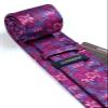 HISDERN Men's Floral Tie Handkerchief Jacquard Woven Classic Men's Necktie & Pocket Square Set,Hot Pink / Blue,8.5cm / 3.4 inches in Width view 3