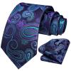 HISDERN Ties for Men Purple Paisley Mens Tie and Pocket Square Blue Woven Classic Business Mens Necktie Handkerchief for Wedding Party view 2