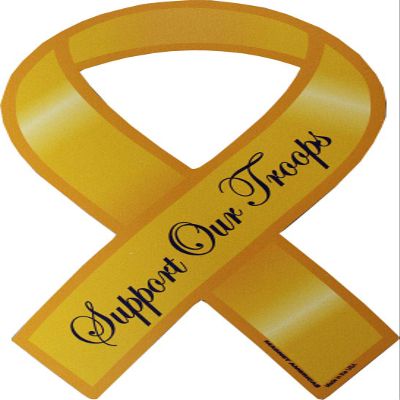 Support Our Troops - 4 in x 8 in Yellow Ribbon Magnet