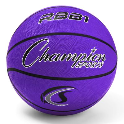 Champion Sports Rubber Official, Heavy Duty - Pro-Style Basketballs, Various Sizes - Premium Basketball Equipment, Indoor Outdoor - Physical Education Supplies (Size 7, Purple)
