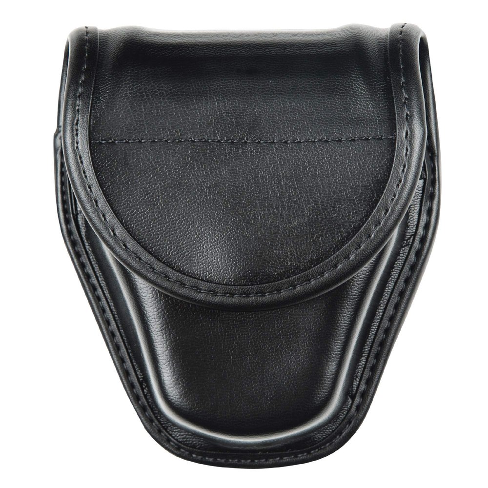 Bianchi 7917 Double Handcuff Pouch, Plain Black, Hidden Snap