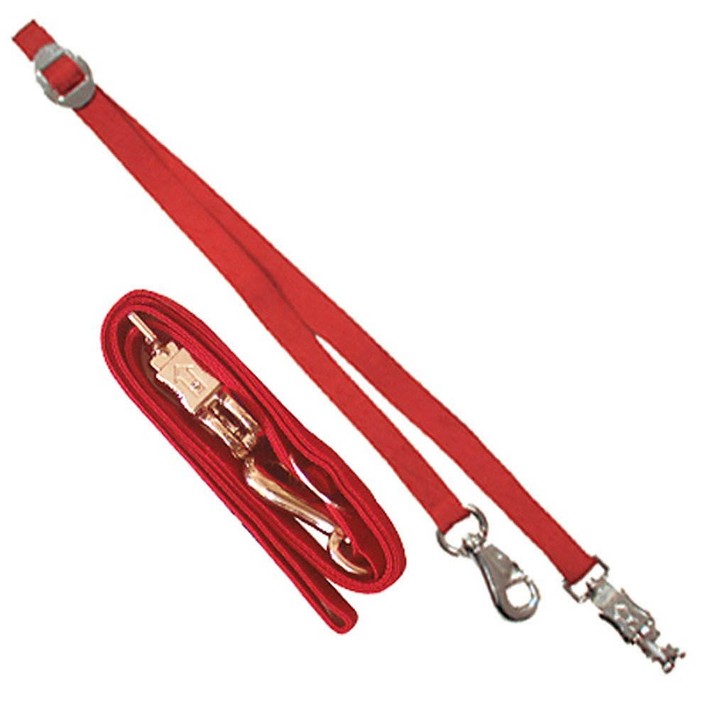 Intrepid International Durable and Secure Nylon Cross Ties, Adjustable 40-75 inches, Crossties for Horses, Horse Tie Down with Panic and Breakaway Snap, Attaches to Halter, Red