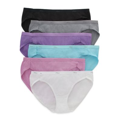 Hanes Women's Cotton Bikini 6 Pack,Assorted Colors, 7