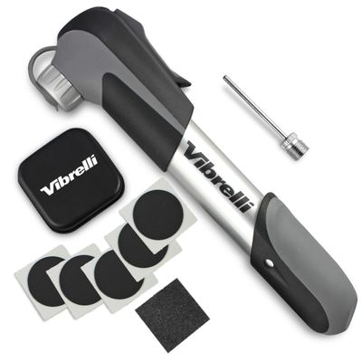 Vibrelli Mini Bike Pump - Presta & Schrader Bicycle Pump - 120 PSI Tire Pump for Road & MTB - No Valve Changing Needed, Mini Pump