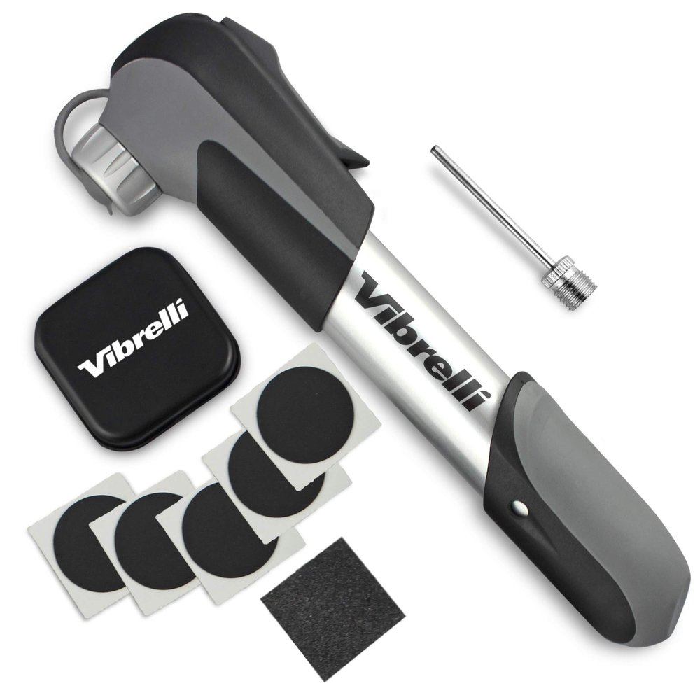 Vibrelli Mini Bike Pump - Presta & Schrader Bicycle Pump - 120 PSI Tire Pump for Road & MTB - No Valve Changing Needed, Mini Pump