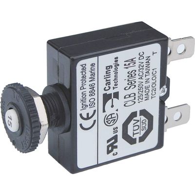 Blue Sea Systems 7056 Push Button Reset Only Quick Connect Circuit Breaker, 15 Amp
