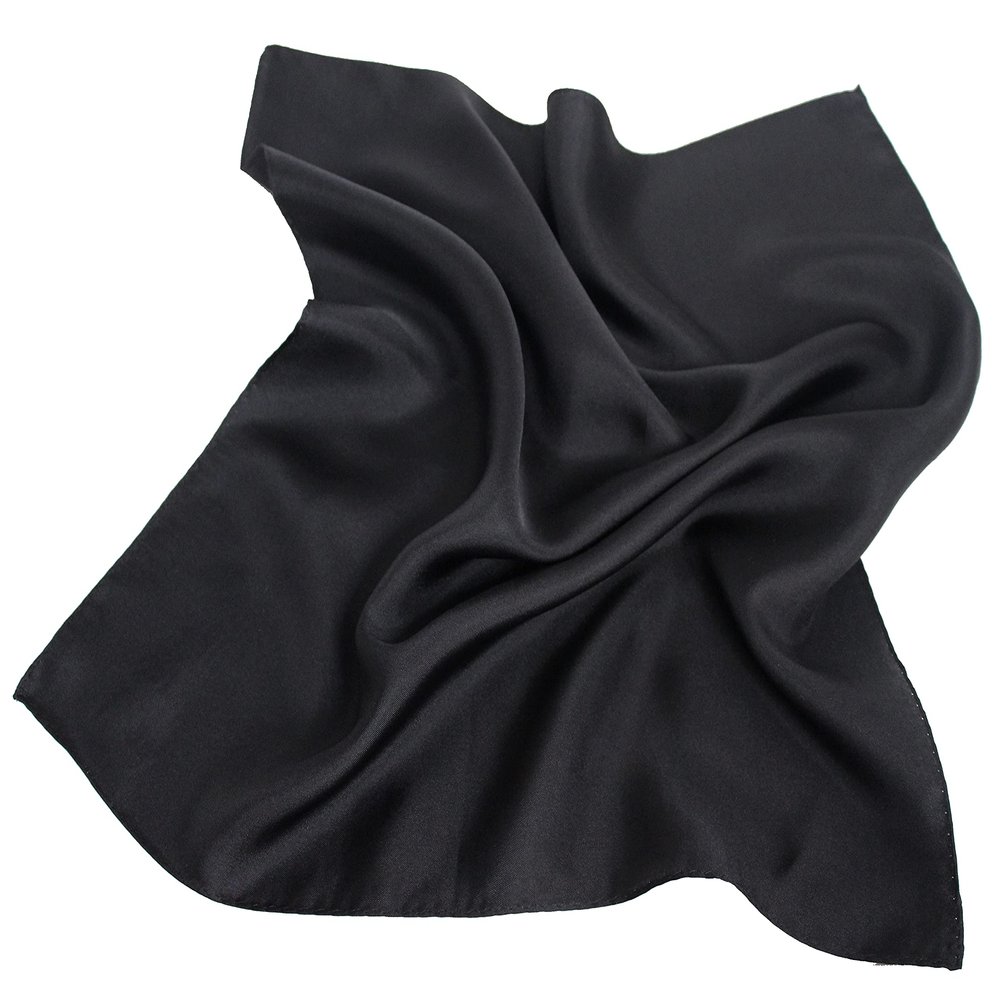 Royal Silk Fine Black Silk Twill Pocket Square 100% Silk - Full-Sized 17"x17"