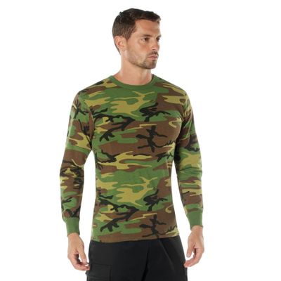 Rothco Long Sleeve Color Camo T-Shirt - Comfortable Tee for Outdoor Adventure, Woodand Camo, Medium