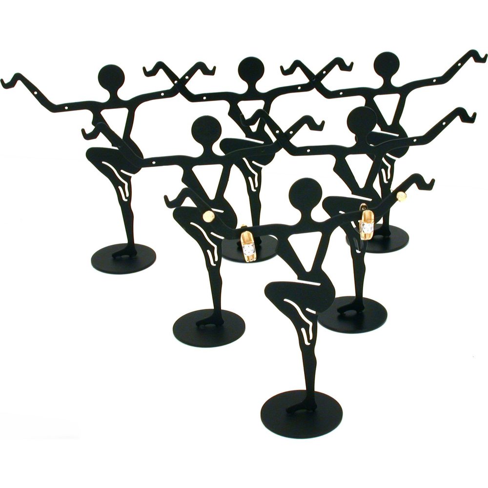 FindingKing 6 Black Metal Earring Dancer Jewelry Showcase Display Stands 4 5/8"