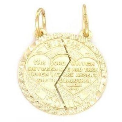 14K Gold Mizpah Charm Jewish Friendship Jewelry 18mm
