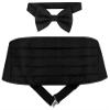 Cumberbund & BowTie Solid BLACK PAISLEY Color Men's Cummerbund Bow Tie Set view 1