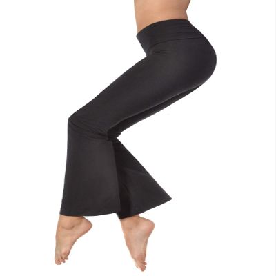 Hardtail Roll Down Boot Leg Yoga Pants (Medium) Black