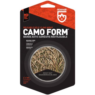 GEAR AID Camo Form Self-Cling and Reusable Fabric Camouflage Wrap, Adds Grip and Shield Hands from Hot or Cold Surfaces to Protect You and Your Equipment, Shadow Grass Blades, 2 x 144 Roll, 1 Pack