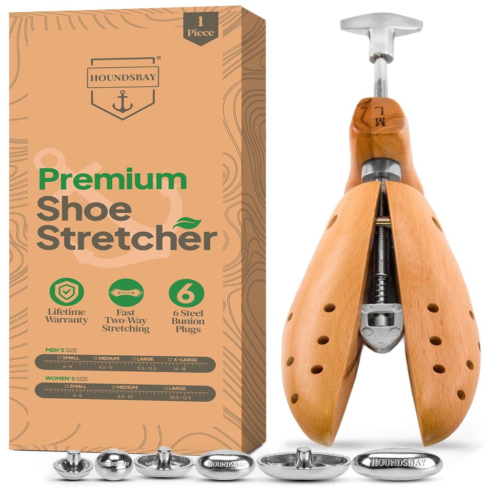 HOUNDSBAY Shoe Stretcher, Bulldog Premium Professional 2-way Wooden Shoe Stretcher for Men, Shoe Widener & Stretcher for Men with Wide Feet
