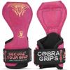 Cobra Grips PRO Weight Lifting Gloves Heavy Duty Straps Alternative to Power Lifting Hooks for Deadlifts with Built in Adjustable Neoprene Padded Wrist Wrap Support Bodybuilding (FIT Red Leather) view 3