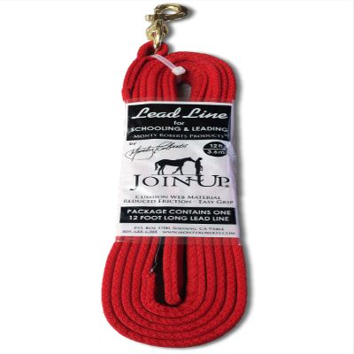 Monty Roberts 12ft Red Lead Line Rope with Brass Snap - Soft, Durable, Comfortable Grip for Training, Groundwork, and Trail Riding - Ideal for All Equestrians and Horse Enthusiasts!