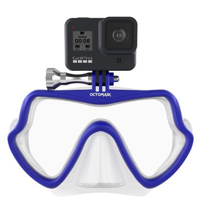 OCTOMASK - Frameless Dive Mask w/Mount for All GoPro Hero Cameras for Scuba Diving, Snorkeling, Freediving (Blue)