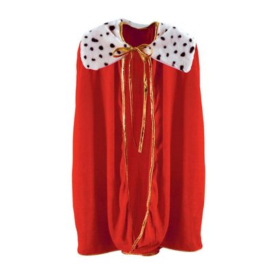 Beistle Child King and Queen Robe  Red Velvet-Style Royal Cape with Faux Fur Trim and Gold Piping for Costumes, Fantasy Dress-Up Play, Storybook Themes & Regal Celebrations, Youth Size, 33"