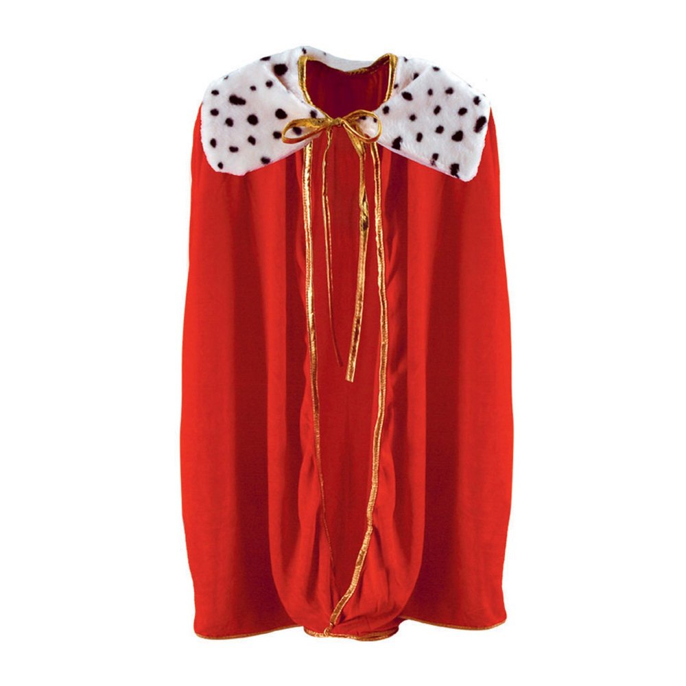 Beistle Child King and Queen Robe  Red Velvet-Style Royal Cape with Faux Fur Trim and Gold Piping for Costumes, Fantasy Dress-Up Play, Storybook Themes & Regal Celebrations, Youth Size, 33"