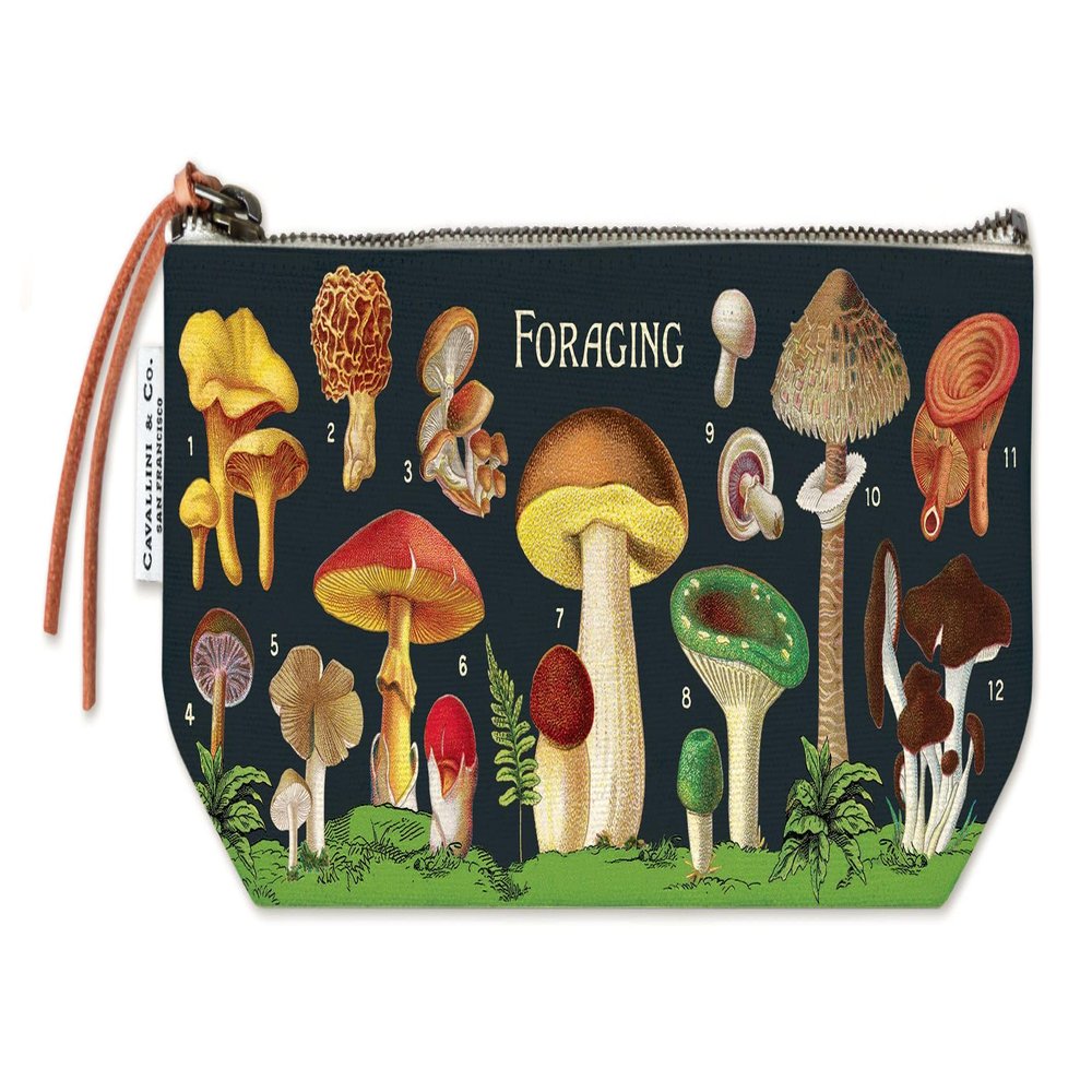 Cavallini & Co. Foraging Vintage Style Zippered Canvas Mini Pouch