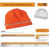 Safety Beanie Cap with Reflective Stripe, Color: Orange, Size: One Size view 3