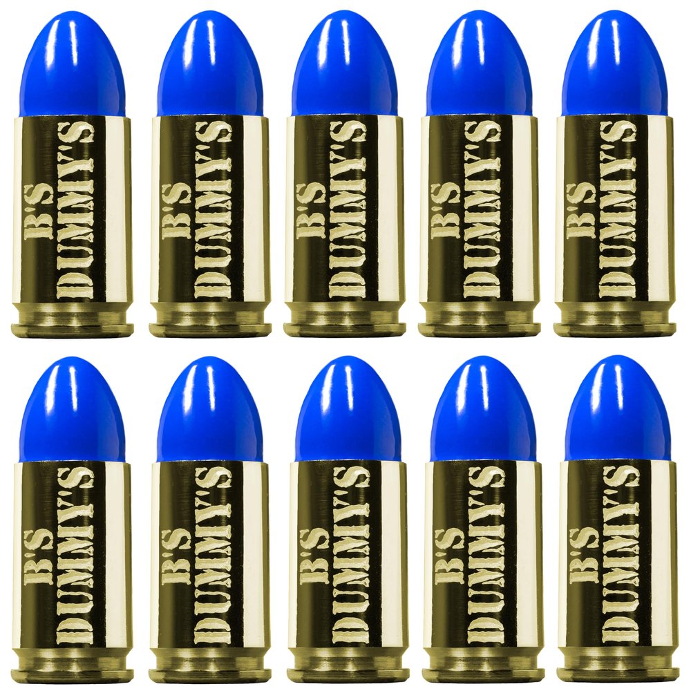 B's Dry Fire Snap Caps - A.K.A. B's Dummy's - Dummy 9mm Luger Training Caps (10 Pack) (Blue Brass)