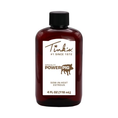 TINK'S Synthetic Power Pig Attractant Liquid Sow-in-Heat Boar Urine Scent for Hunting (4 oz)  Long Lasting Sow-in-Heat Boar Urine Hunting Scents  Hunting Lure/Attractant  Advanced Hog Lure
