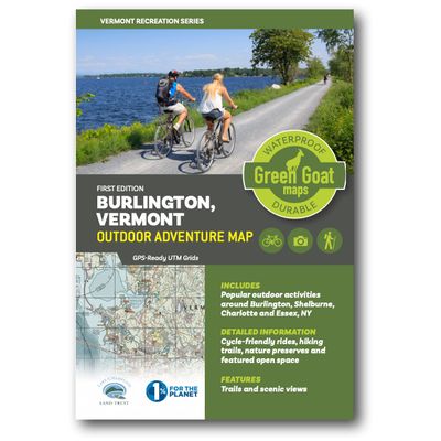 Burlington Vermont Outdoor Adventure Map | Burlington Hiking Map | Hiking trails of Shelburne, VT and Essex, NY | Durable, Waterproof & Tear Resistant