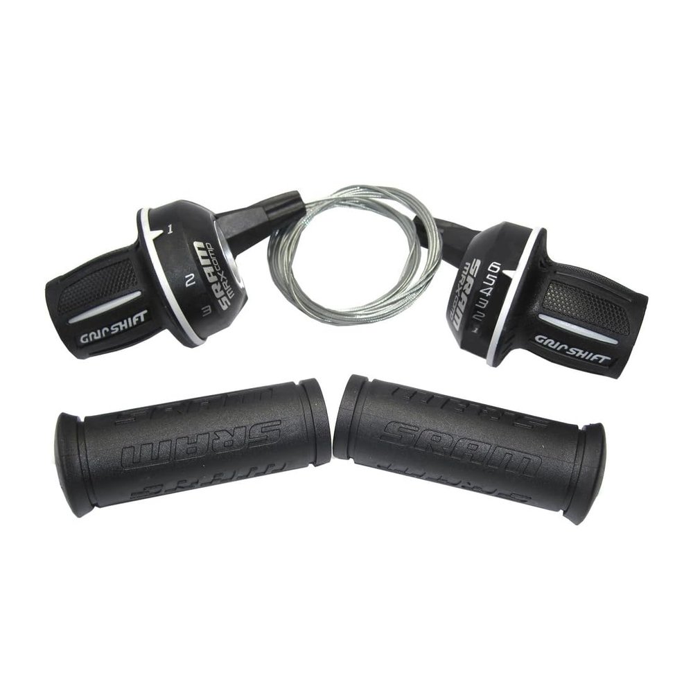 SRAM MRX Comp 6-Speed Microfriction Shifter Set with Integrated Stationary Grips - Compatible with & SRAM Mountain Bike Drivetrains, Durable Twist-Style Ergonomic Design, Affordable Performanc