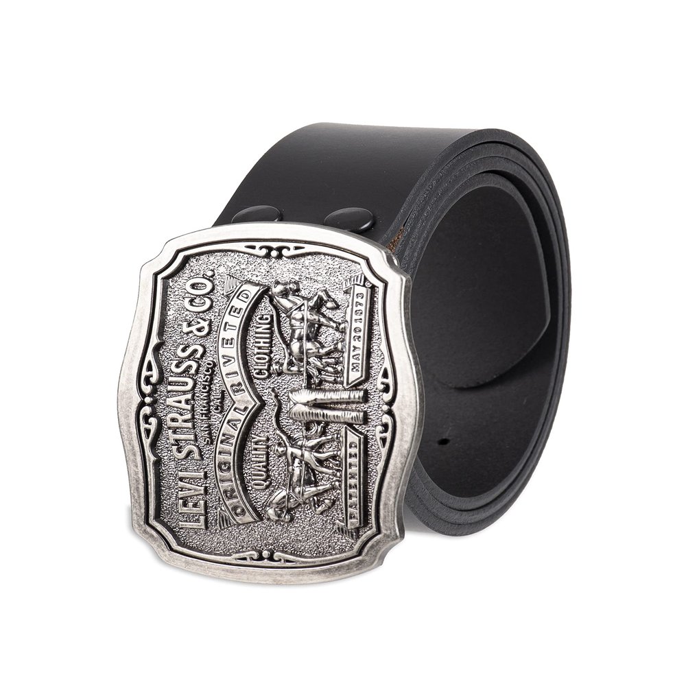Levi's Men's Leather Belt With Antiqued Buckle,Black,38