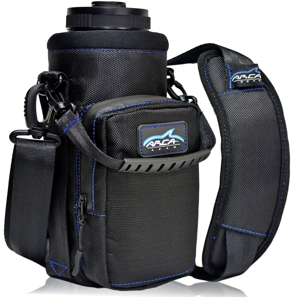 Arca Gear 40 oz Hydro Carrier - Insulated Water Bottle Sling w/Carry Handle, Shoulder Strap, Wallet and Two Pouches - The Perfect Flask Accessory - Black
