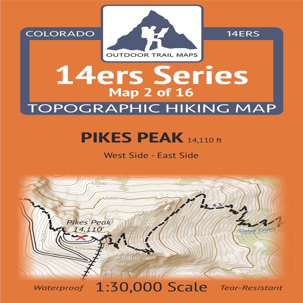 Colorado 14ers Maps Series 2 of 16 - Pikes Peak (East and West)