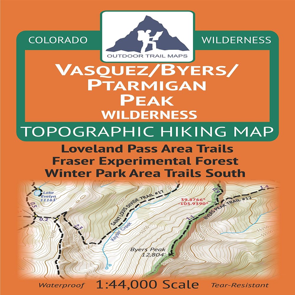 Vasquez/Byers/Ptarmigan Peak Wilderness - Colorado Topographic Hiking Map (2019) - Loveland Pass, Silverthorne, Berthoud Pass areas