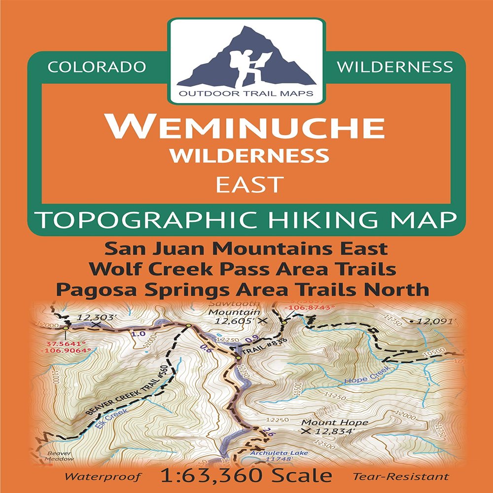 Outdoor Trail Maps Weminuche Wilderness East - Colorado Topographic Hiking Map (2019)