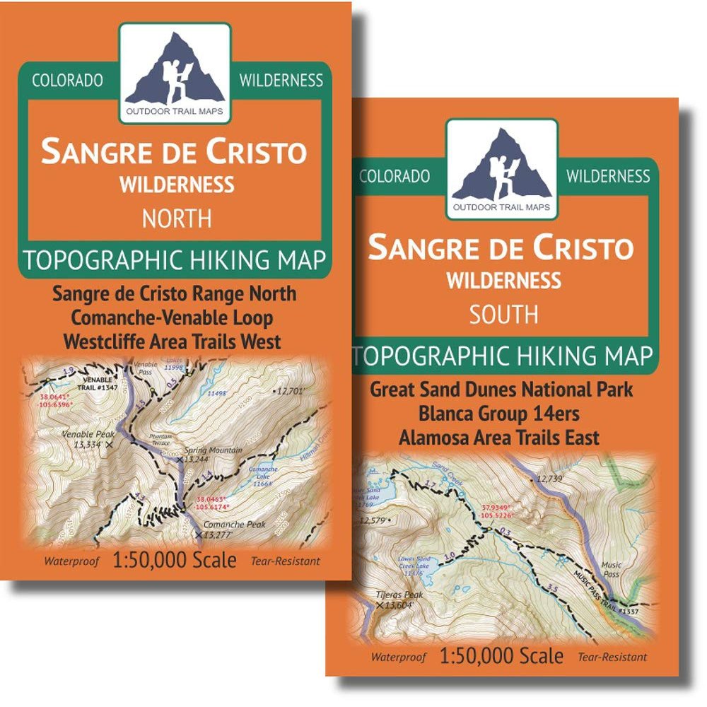Outdoor Trail Maps Sangre de Cristo Wilderness Map Pack: North Map and South Map