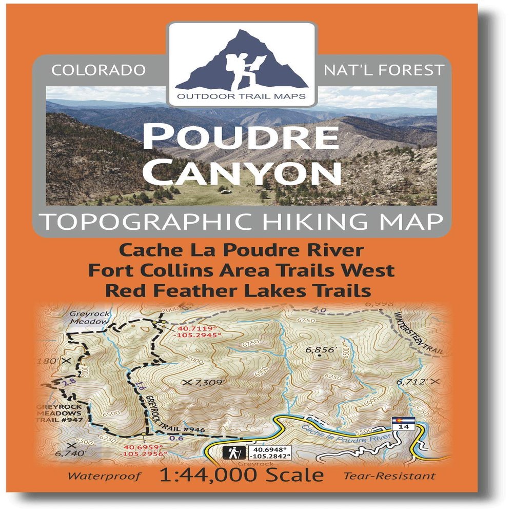 Outdoor Trail Maps Poudre Canyon - Colorado Topographic Hiking Map (2020)