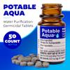 Potable Aqua Water Purification Treatment - Portable Drinking Water Treatment for Camping, Emergency Preparedness, Hurricanes, Storms, Survival, and Travel (50 Tablets), Black, single pack view 3