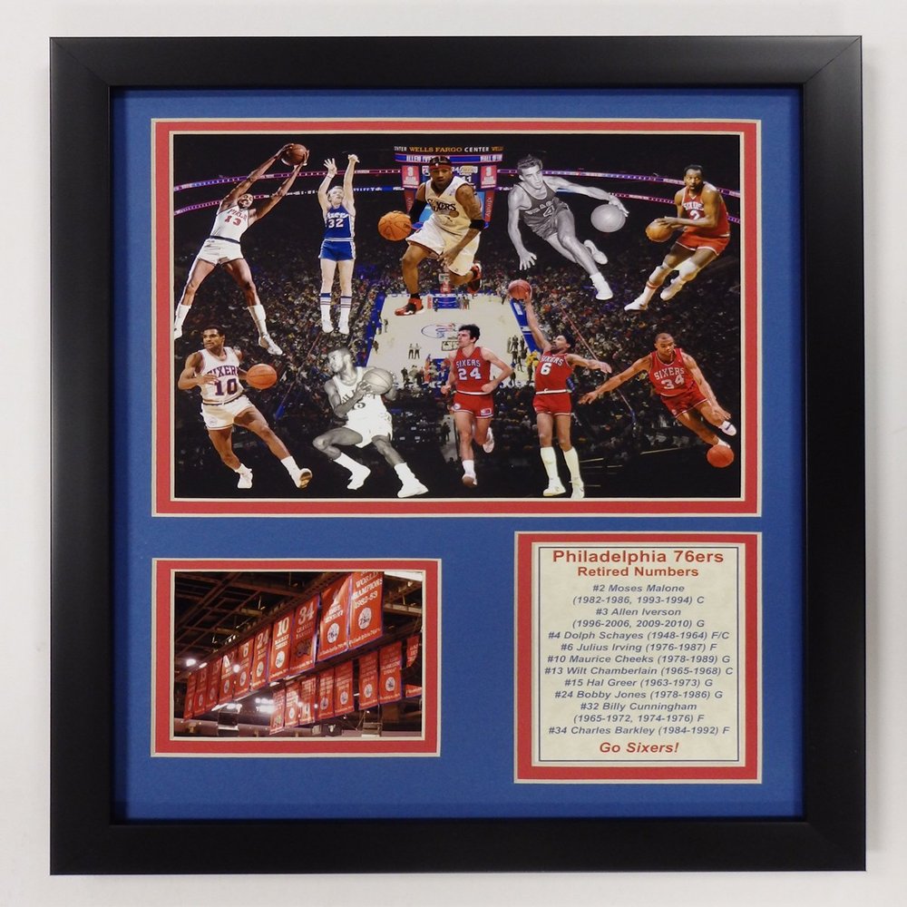 Legends Never Die NBA Philadelphia 76ers All Time Greats Double Matted Photo Frame, 12" x 15"