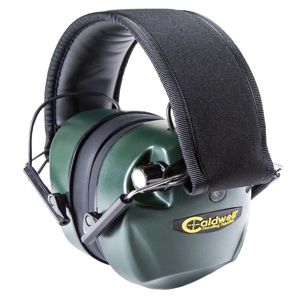 Caldwell E-MAX - ADULT Green - Electronic 21 NRR Hearing Protection with Sound Amplification - Adjustable Earmuffs for Shooting, Hunting and Range