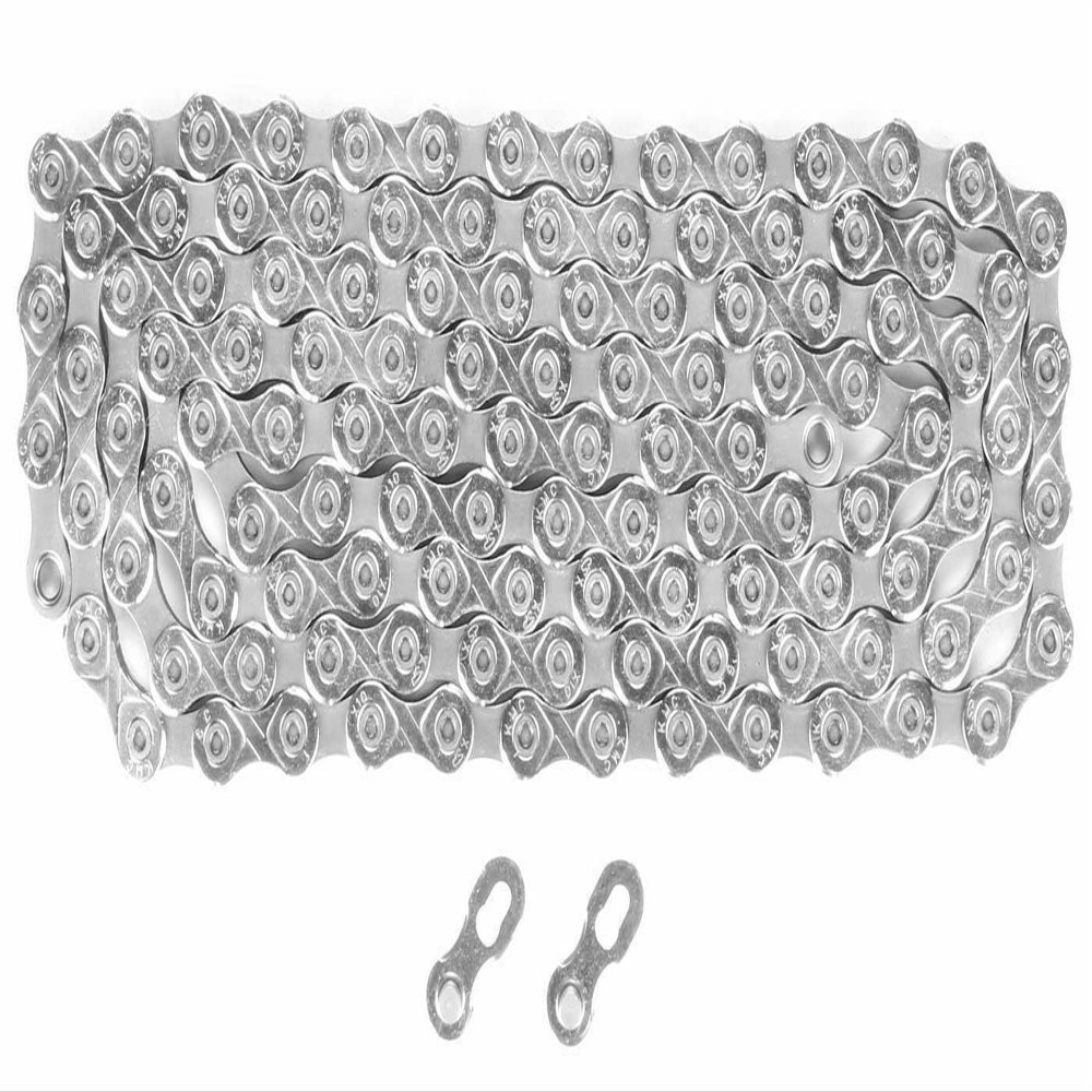 KMC X10-116L, NP/BK 10 Speed Bicycle Chain, silver, 0.5 inches x 0.39 inches (KMC014)